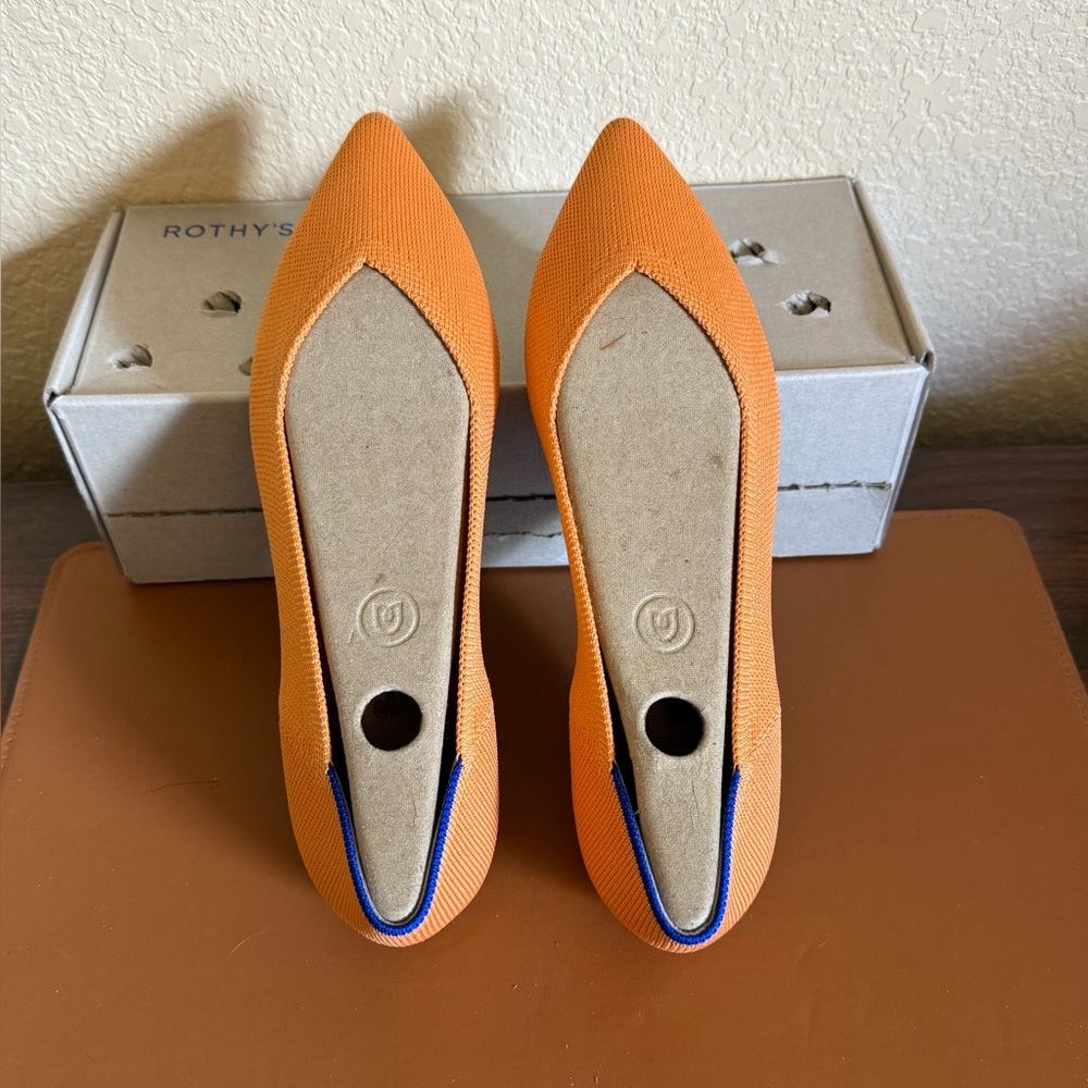 Rothy's Tangerine Vibrant Orange Pointed Flats size 8